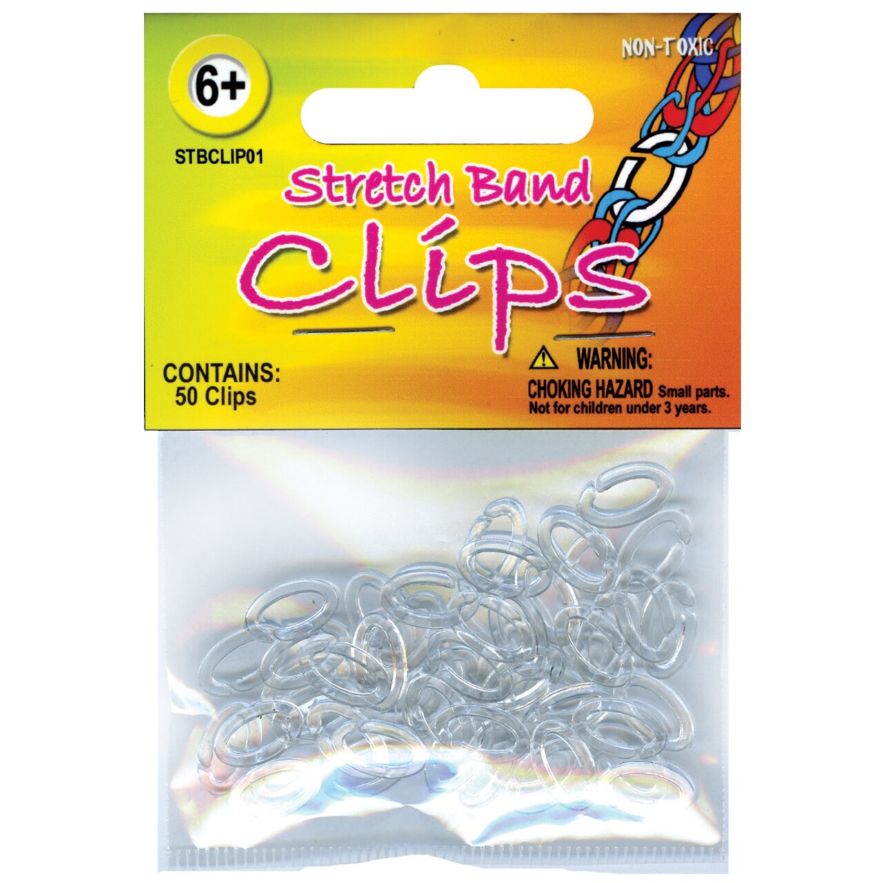Stretch Band Bracelet Clips 50/Pkg-Clear